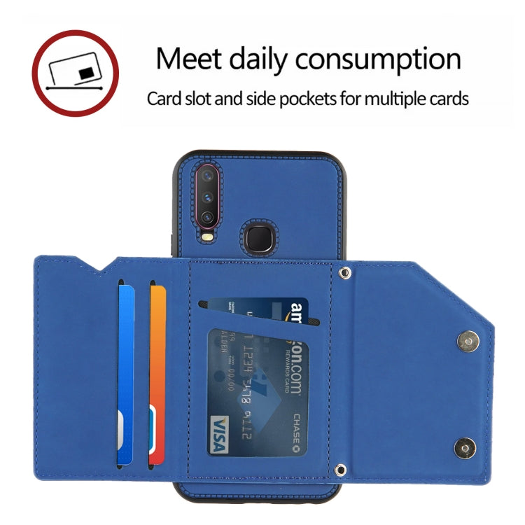 For vivo Y17 & Y15 & Y12 Skin Feel PU + TPU + PC Back Cover Shockproof Case with Card Slots & Holder & Photo Frame