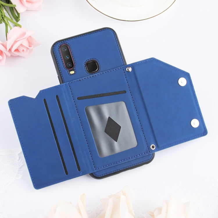 For vivo Y17 & Y15 & Y12 Skin Feel PU + TPU + PC Back Cover Shockproof Case with Card Slots & Holder & Photo Frame