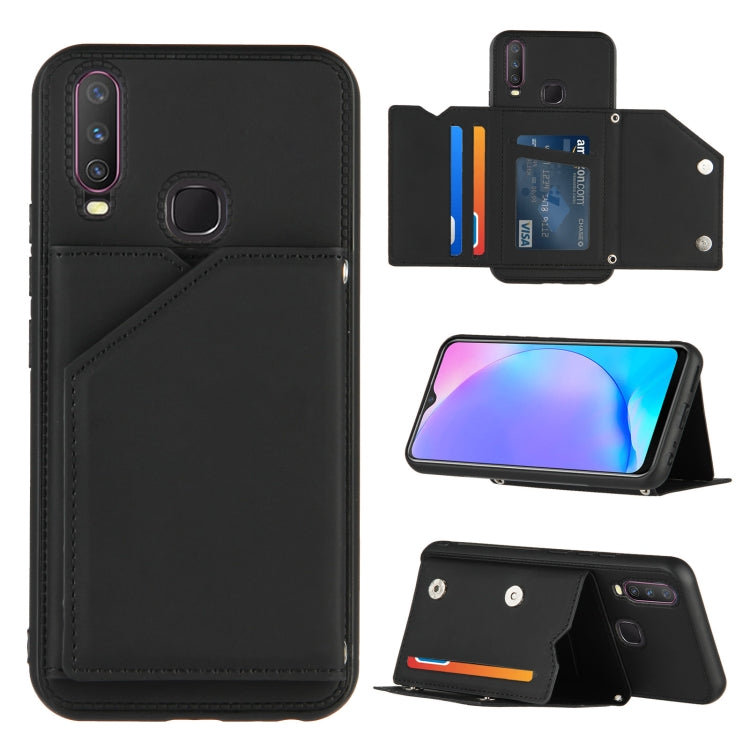 For vivo Y17 & Y15 & Y12 Skin Feel PU + TPU + PC Back Cover Shockproof Case with Card Slots & Holder & Photo Frame