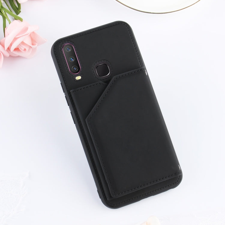 For vivo Y17 & Y15 & Y12 Skin Feel PU + TPU + PC Back Cover Shockproof Case with Card Slots & Holder & Photo Frame