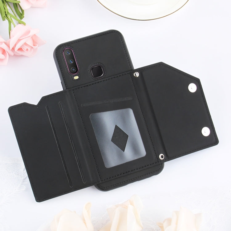 For vivo Y17 & Y15 & Y12 Skin Feel PU + TPU + PC Back Cover Shockproof Case with Card Slots & Holder & Photo Frame
