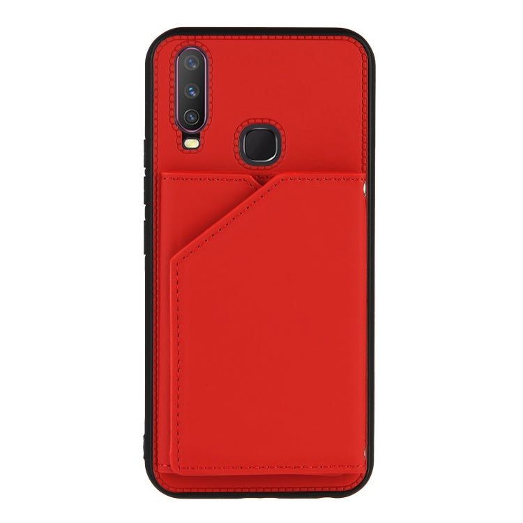 For vivo Y17 & Y15 & Y12 Skin Feel PU + TPU + PC Back Cover Shockproof Case with Card Slots & Holder & Photo Frame
