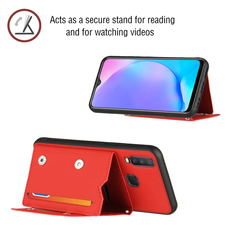 For vivo Y17 & Y15 & Y12 Skin Feel PU + TPU + PC Back Cover Shockproof Case with Card Slots & Holder & Photo Frame