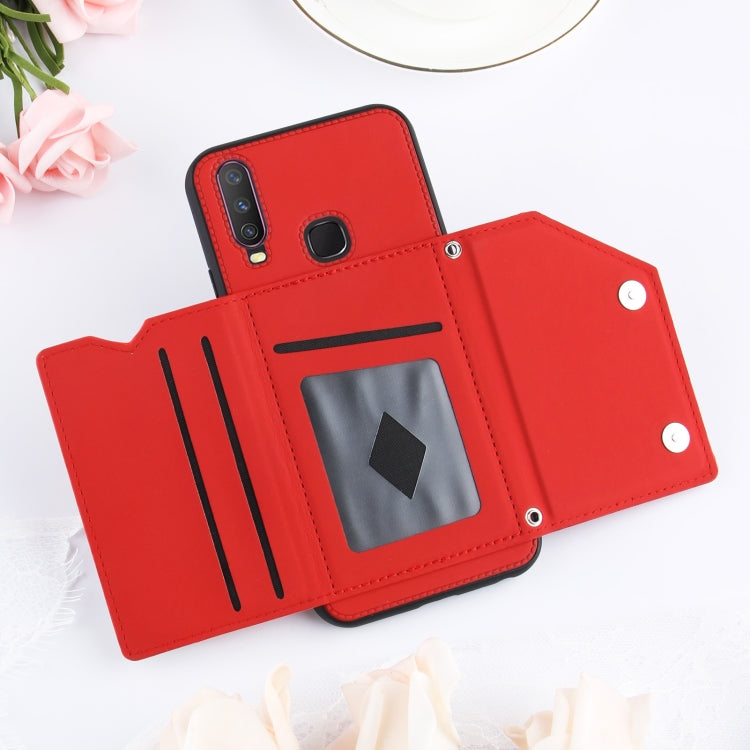 For vivo Y17 & Y15 & Y12 Skin Feel PU + TPU + PC Back Cover Shockproof Case with Card Slots & Holder & Photo Frame