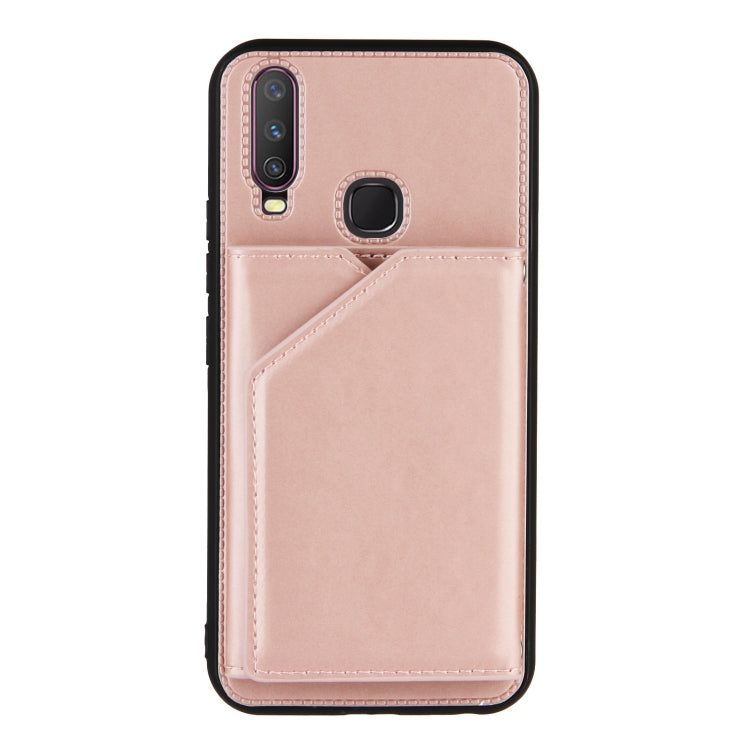 For vivo Y17 & Y15 & Y12 Skin Feel PU + TPU + PC Back Cover Shockproof Case with Card Slots & Holder & Photo Frame
