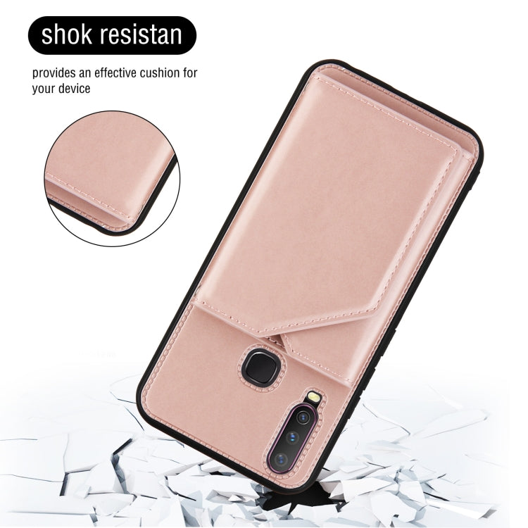 For vivo Y17 & Y15 & Y12 Skin Feel PU + TPU + PC Back Cover Shockproof Case with Card Slots & Holder & Photo Frame