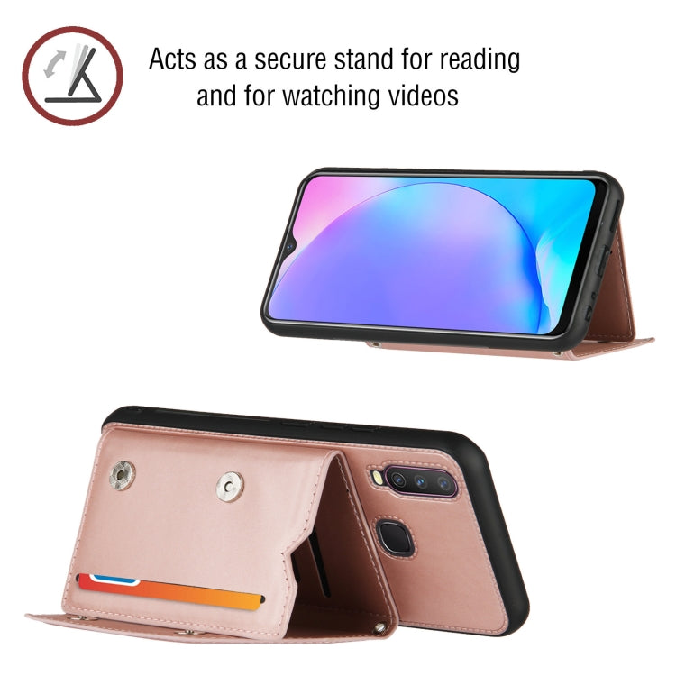 For vivo Y17 & Y15 & Y12 Skin Feel PU + TPU + PC Back Cover Shockproof Case with Card Slots & Holder & Photo Frame