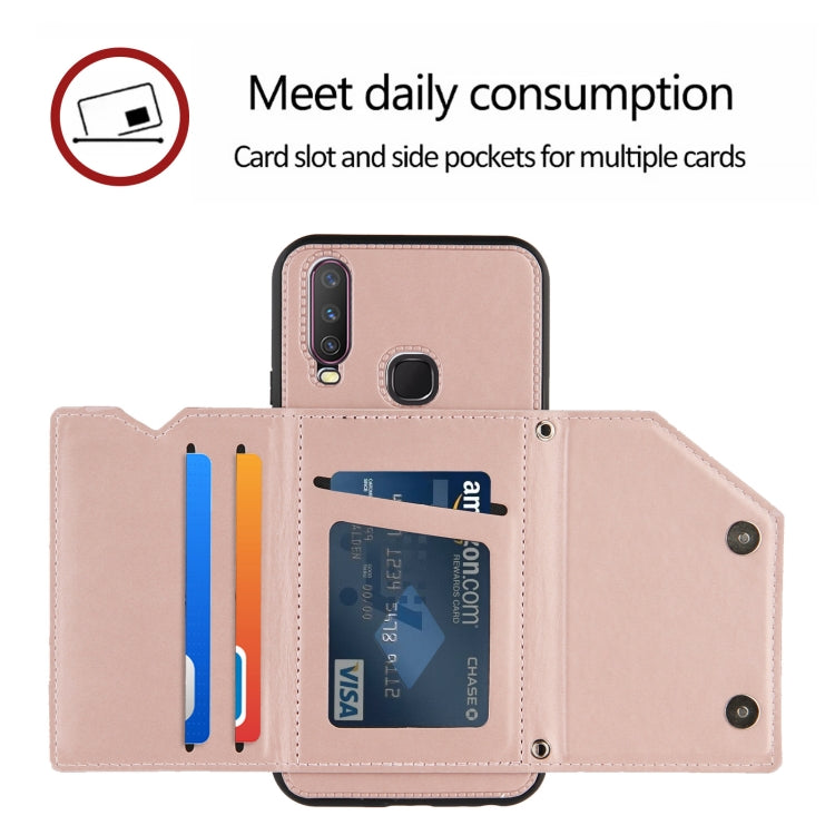 For vivo Y17 & Y15 & Y12 Skin Feel PU + TPU + PC Back Cover Shockproof Case with Card Slots & Holder & Photo Frame