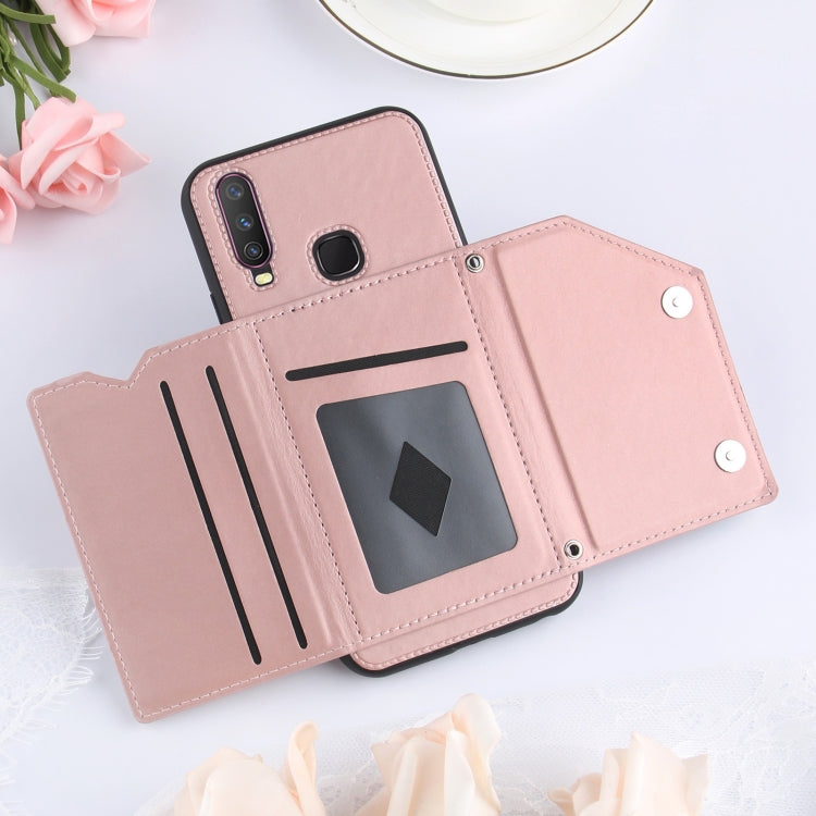 For vivo Y17 & Y15 & Y12 Skin Feel PU + TPU + PC Back Cover Shockproof Case with Card Slots & Holder & Photo Frame