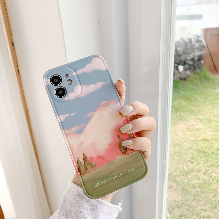 For iPhone 12 mini IMD Straight Edge Pattern TPU Protective Case