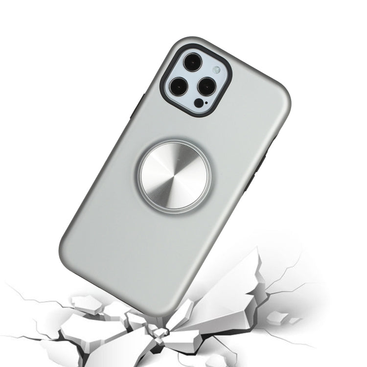 For iPhone 12 Pro Max TPU+PC 2 in 1 Shockproof Case with Magnetic Round Car Holder
