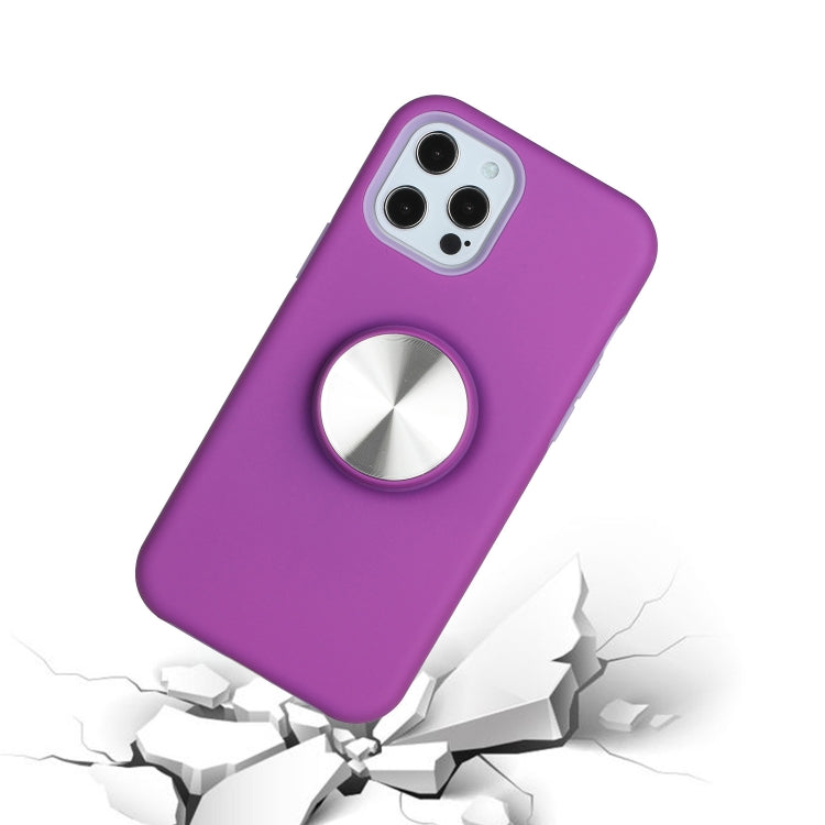 For iPhone 12 Pro Max TPU+PC 2 in 1 Shockproof Case with Magnetic Round Car Holder