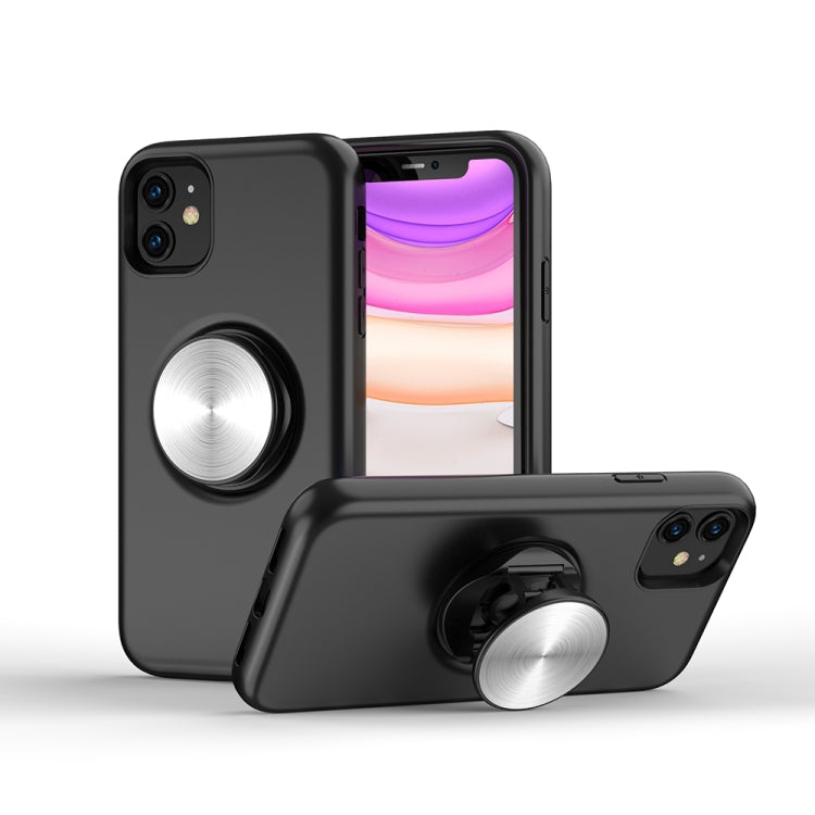 For iPhone 11 TPU+PC 2 in 1 Shockproof Case with Magnetic Round Car Holder