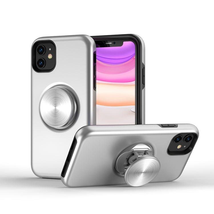 For iPhone 11 TPU+PC 2 in 1 Shockproof Case with Magnetic Round Car Holder