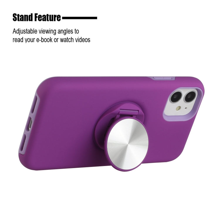 For iPhone 11 TPU+PC 2 in 1 Shockproof Case with Magnetic Round Car Holder