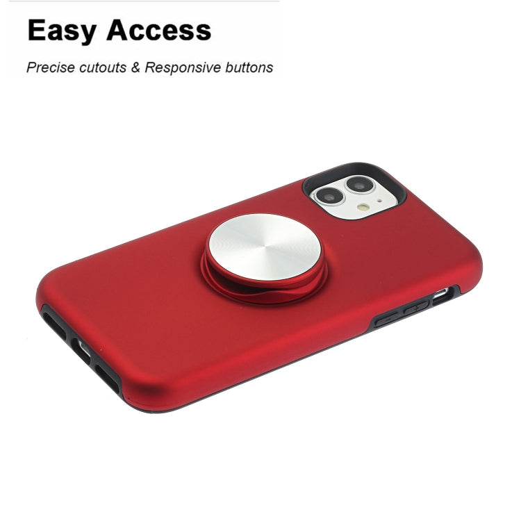 For iPhone 11 TPU+PC 2 in 1 Shockproof Case with Magnetic Round Car Holder