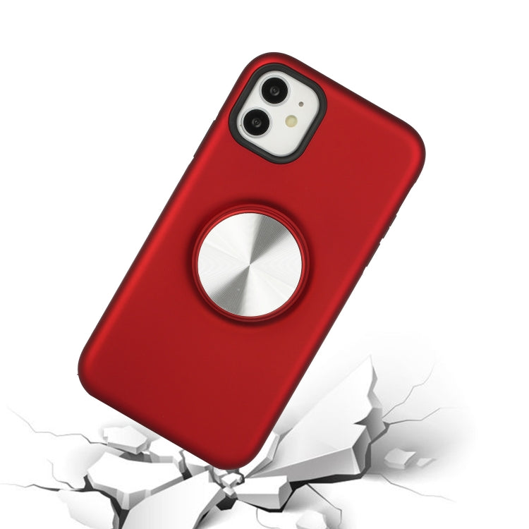 For iPhone 11 TPU+PC 2 in 1 Shockproof Case with Magnetic Round Car Holder