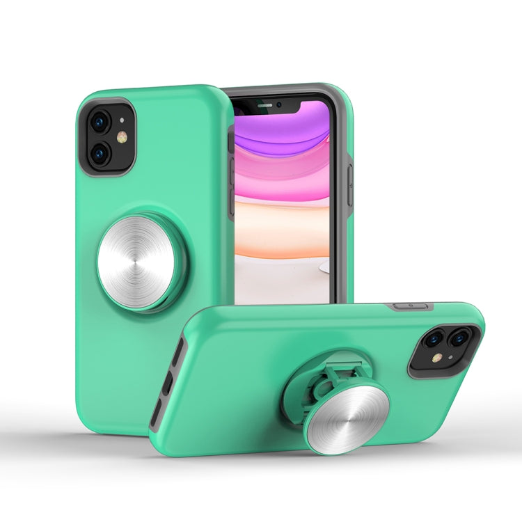 For iPhone 12 / 12 Pro TPU+PC 2 in 1 Shockproof Case with Magnetic Round Car Holder