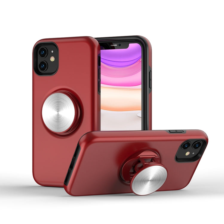 For iPhone 12 / 12 Pro TPU+PC 2 in 1 Shockproof Case with Magnetic Round Car Holder