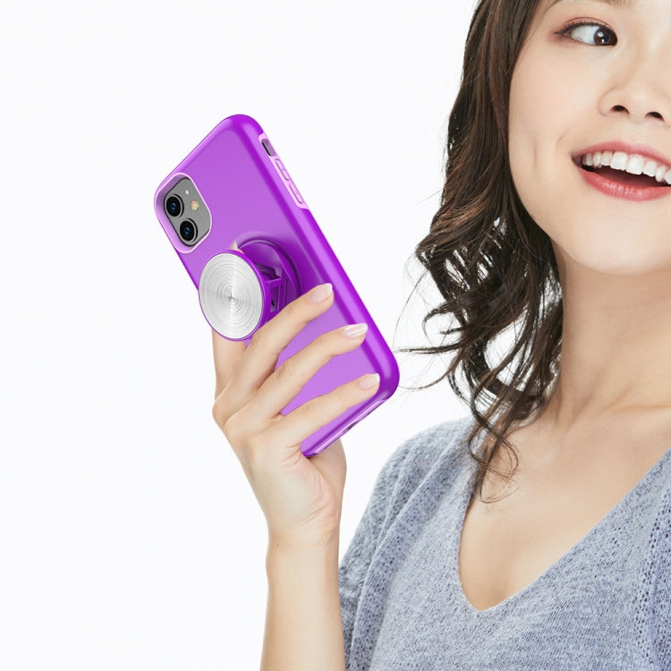 For iPhone 12 mini TPU+PC 2 in 1 Shockproof Case with Magnetic Round Car Holder