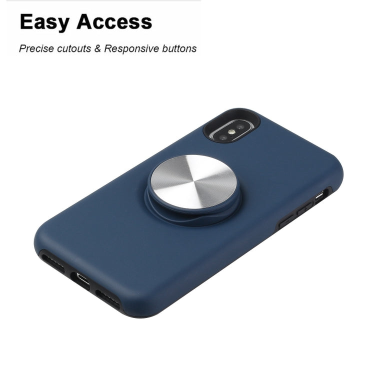 For iPhone XR TPU+PC 2 in 1 Shockproof Case with Magnetic Round Car Holder
