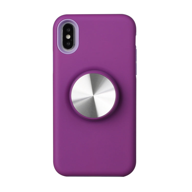 For iPhone XR TPU+PC 2 in 1 Shockproof Case with Magnetic Round Car Holder