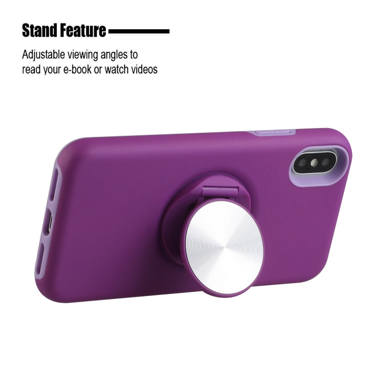 For iPhone XR TPU+PC 2 in 1 Shockproof Case with Magnetic Round Car Holder