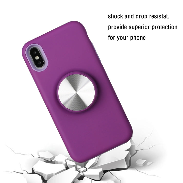 For iPhone XR TPU+PC 2 in 1 Shockproof Case with Magnetic Round Car Holder