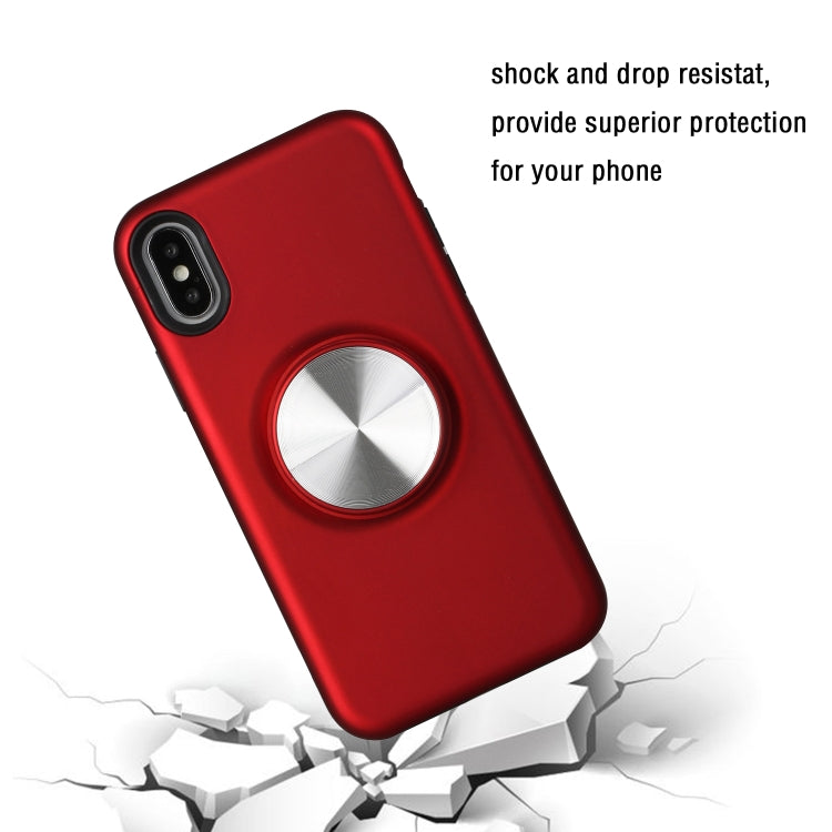 For iPhone XR TPU+PC 2 in 1 Shockproof Case with Magnetic Round Car Holder