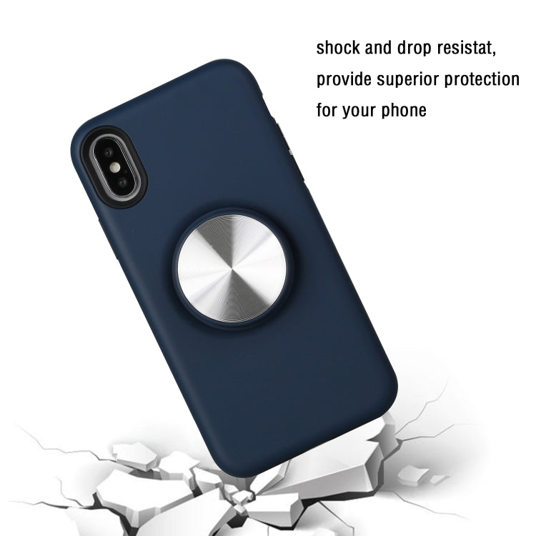 For iPhone XS TPU+PC 2 in 1 Shockproof Case with Magnetic Round Car Holder