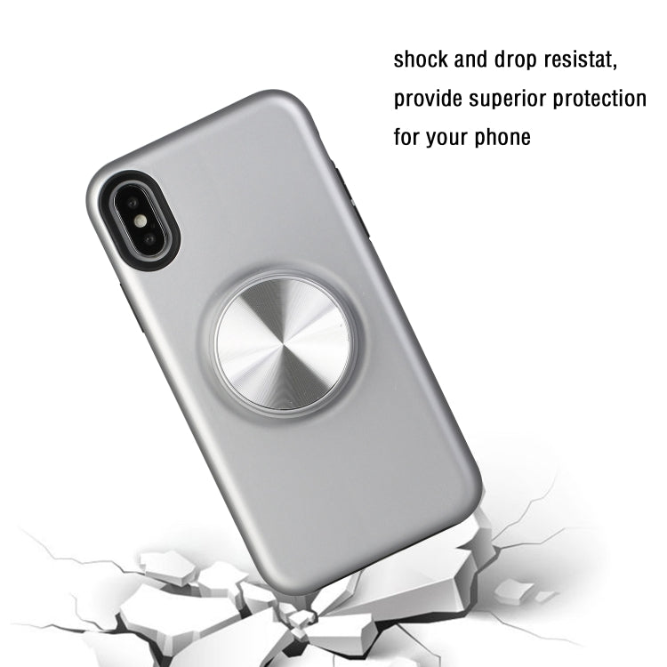 For iPhone XS Max TPU+PC 2 in 1 Shockproof Case with Magnetic Round Car Holder
