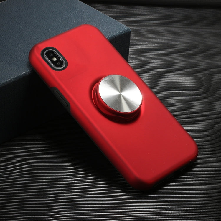 For iPhone XS Max TPU+PC 2 in 1 Shockproof Case with Magnetic Round Car Holder