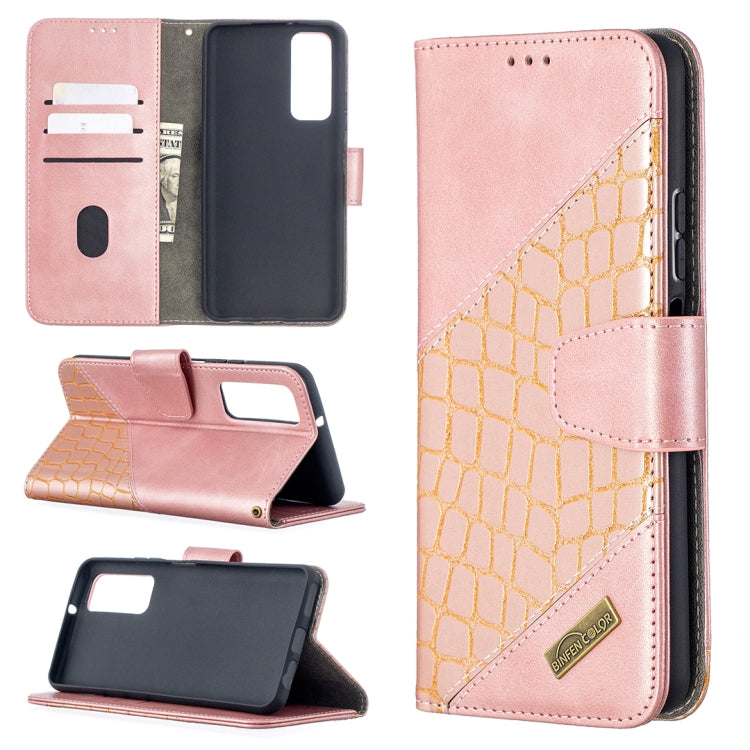 For Huawei P smart 2021 / Y7a Matching Color Crocodile Texture Horizontal Flip PU Leather Case with Wallet & Holder & Card Slots