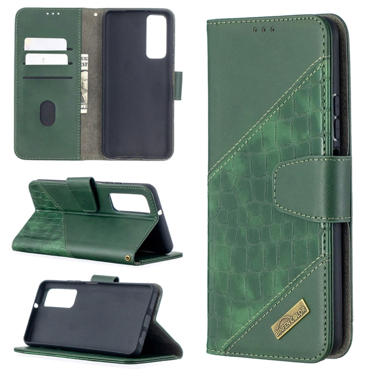 For Huawei P smart 2021 / Y7a Matching Color Crocodile Texture Horizontal Flip PU Leather Case with Wallet & Holder & Card Slots