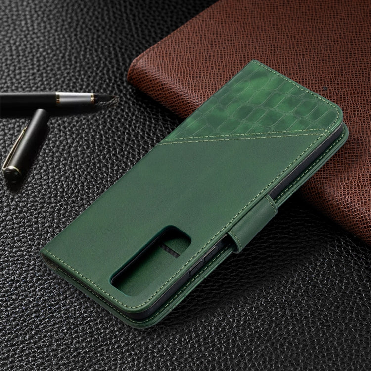 For Huawei P smart 2021 / Y7a Matching Color Crocodile Texture Horizontal Flip PU Leather Case with Wallet & Holder & Card Slots