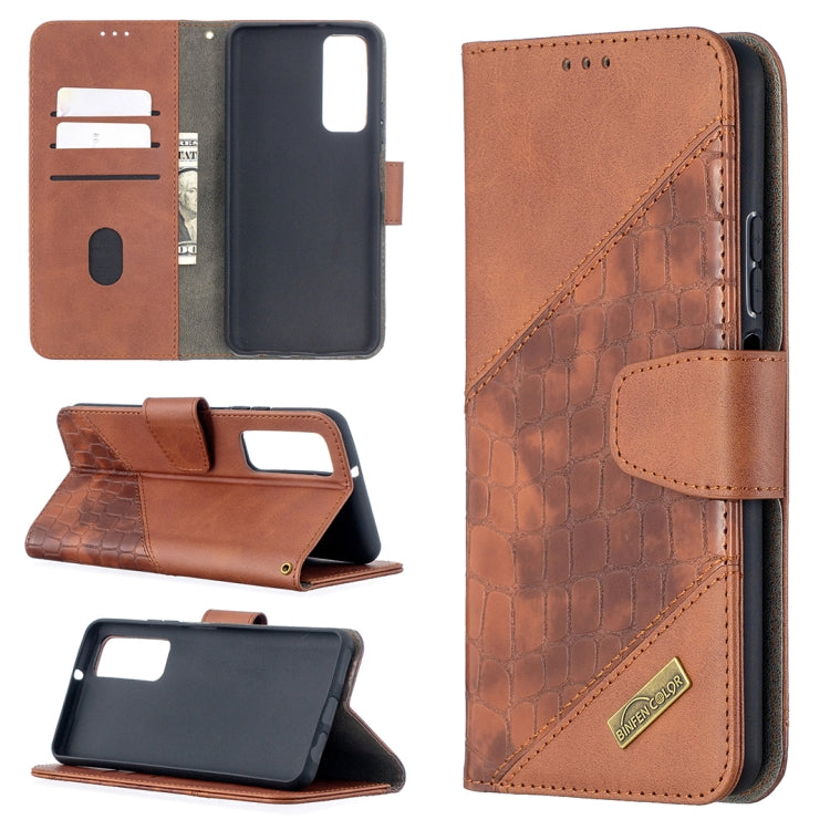 For Huawei P smart 2021 / Y7a Matching Color Crocodile Texture Horizontal Flip PU Leather Case with Wallet & Holder & Card Slots