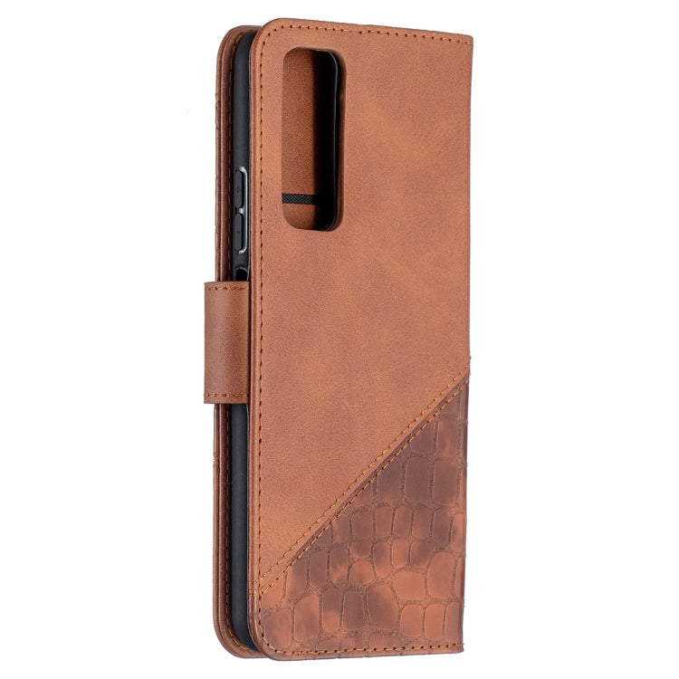 For Huawei P smart 2021 / Y7a Matching Color Crocodile Texture Horizontal Flip PU Leather Case with Wallet & Holder & Card Slots