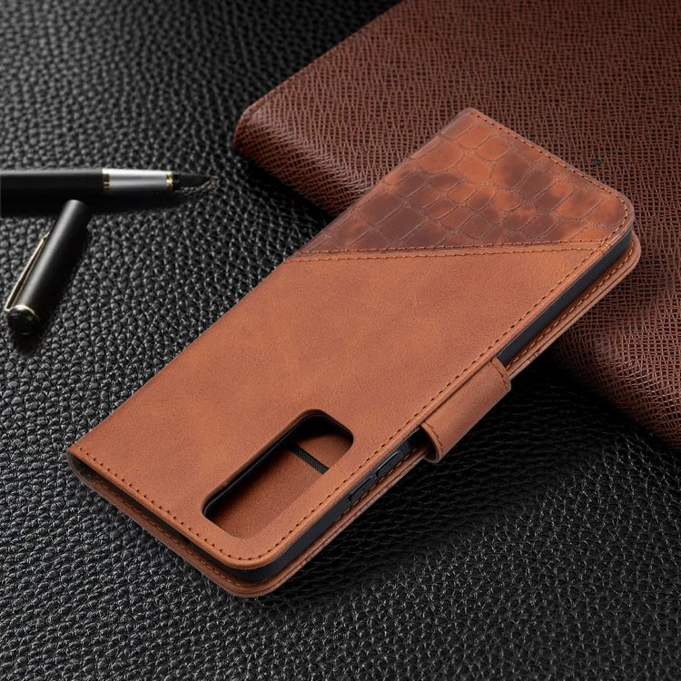 For Huawei P smart 2021 / Y7a Matching Color Crocodile Texture Horizontal Flip PU Leather Case with Wallet & Holder & Card Slots