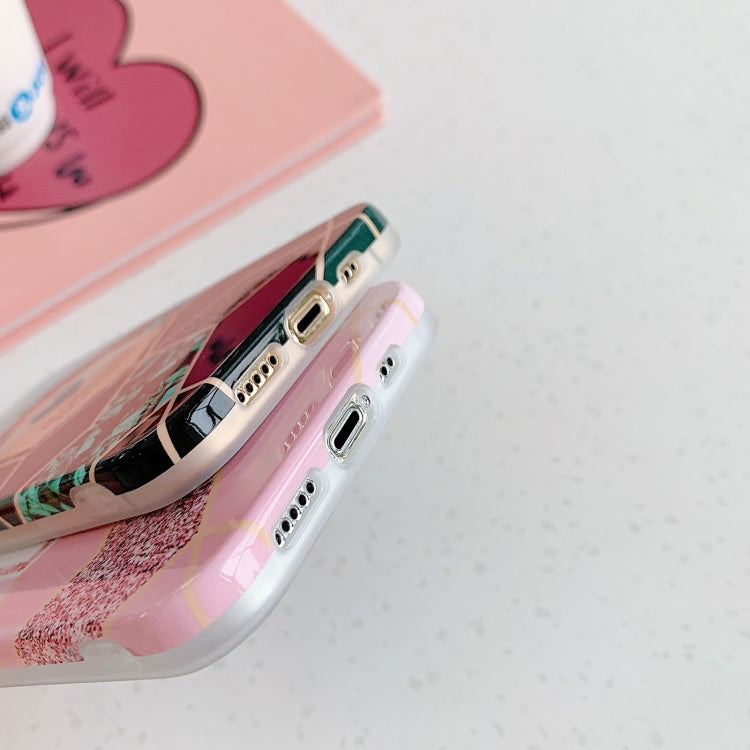 For iPhone 12 Love Stitching Marble Pattern Shockproof Protective Case