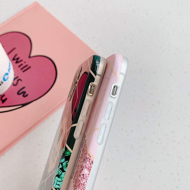 For iPhone 12 Love Stitching Marble Pattern Shockproof Protective Case