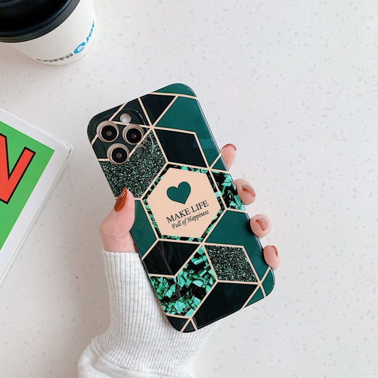 For iPhone 12 Pro Love Stitching Marble Pattern Shockproof Protective Case