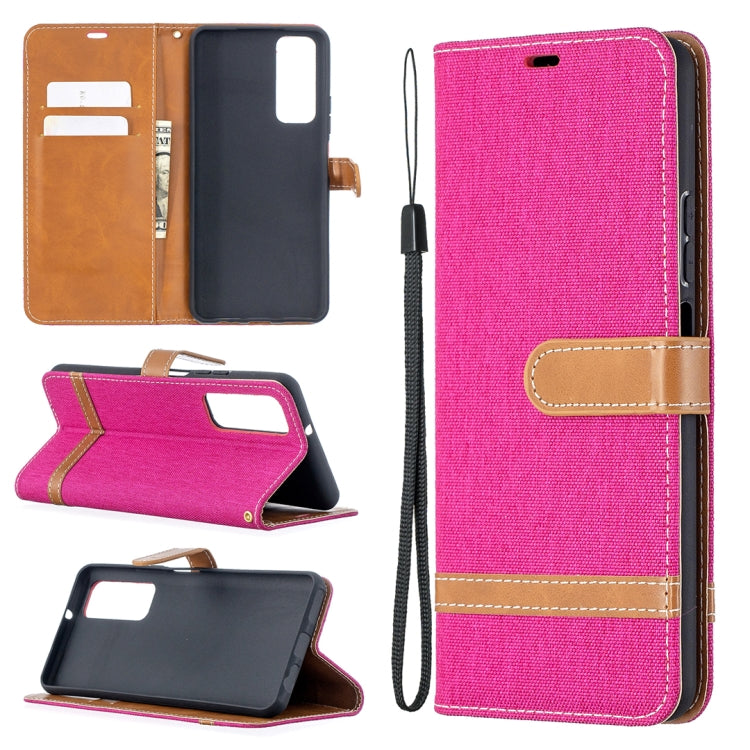 For Huawei P smart 2021 / Y7a Lite Color Matching Denim Texture Horizontal Flip Leather Case with Holder & Card Slots & Wallet & Lanyard