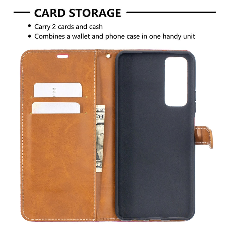 For Huawei P smart 2021 / Y7a Lite Color Matching Denim Texture Horizontal Flip Leather Case with Holder & Card Slots & Wallet & Lanyard