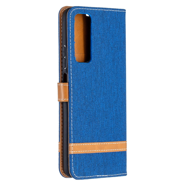For Huawei P smart 2021 / Y7a Lite Color Matching Denim Texture Horizontal Flip Leather Case with Holder & Card Slots & Wallet & Lanyard