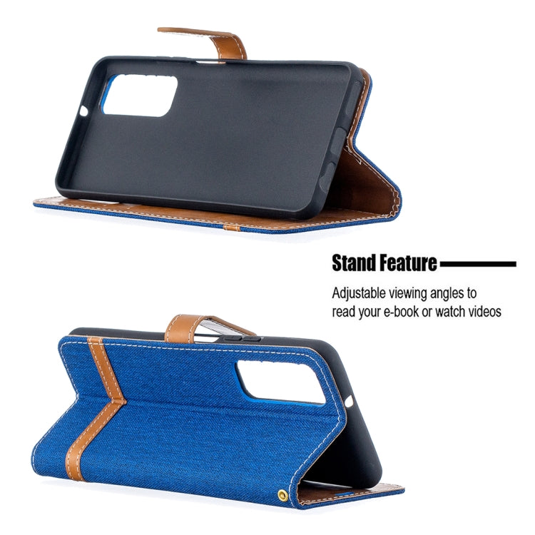 For Huawei P smart 2021 / Y7a Lite Color Matching Denim Texture Horizontal Flip Leather Case with Holder & Card Slots & Wallet & Lanyard