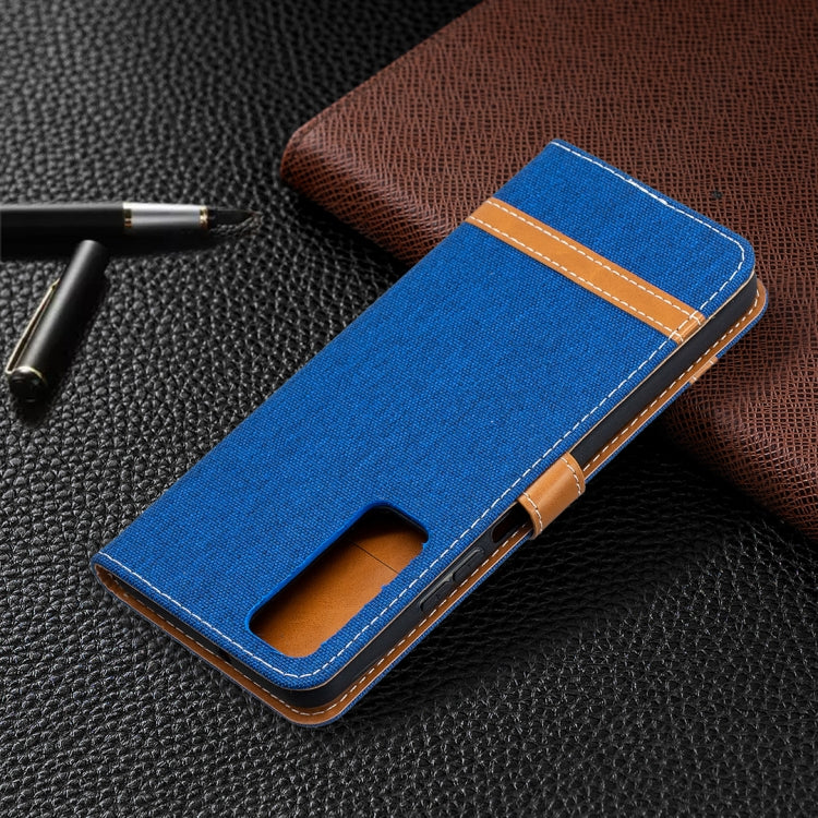 For Huawei P smart 2021 / Y7a Lite Color Matching Denim Texture Horizontal Flip Leather Case with Holder & Card Slots & Wallet & Lanyard