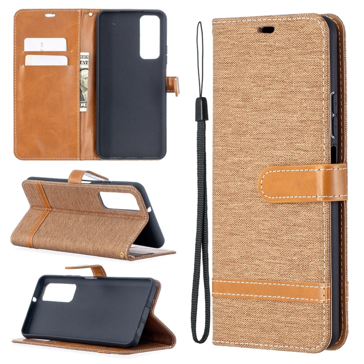 For Huawei P smart 2021 / Y7a Lite Color Matching Denim Texture Horizontal Flip Leather Case with Holder & Card Slots & Wallet & Lanyard
