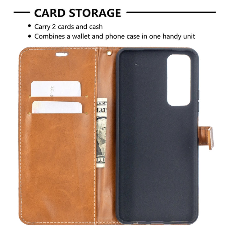 For Huawei P smart 2021 / Y7a Lite Color Matching Denim Texture Horizontal Flip Leather Case with Holder & Card Slots & Wallet & Lanyard