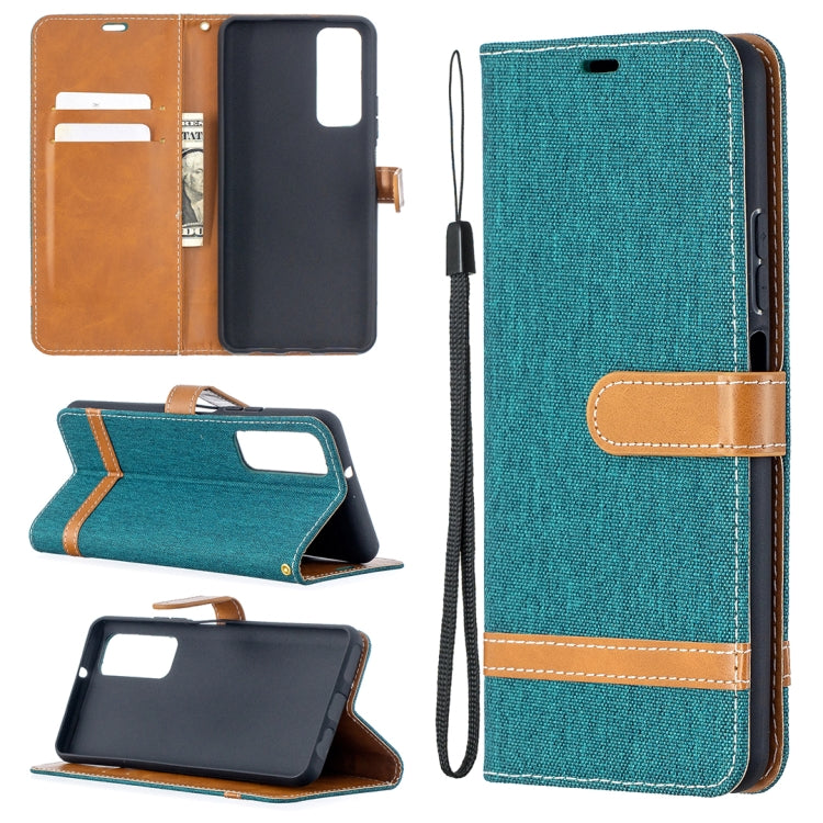 For Huawei P smart 2021 / Y7a Lite Color Matching Denim Texture Horizontal Flip Leather Case with Holder & Card Slots & Wallet & Lanyard
