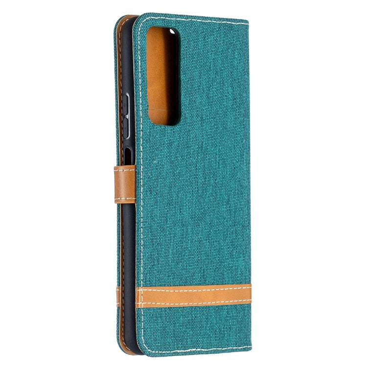 For Huawei P smart 2021 / Y7a Lite Color Matching Denim Texture Horizontal Flip Leather Case with Holder & Card Slots & Wallet & Lanyard